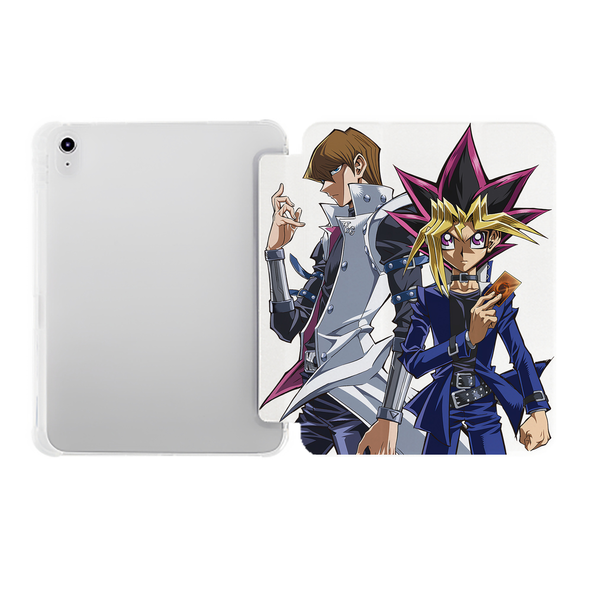 （画像用） 遊☆戯☆王 Yu-Gi-Oh! IPad ケース ペン収納付き 三つ折りスタンド PUレザー×シリコン 対応機種9.5/10.5/10.9インチ
